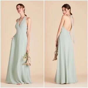 1190 NWT Birdy Grey Moni Convertible Dress Halter V-Neck Low Back Chiffon Sage